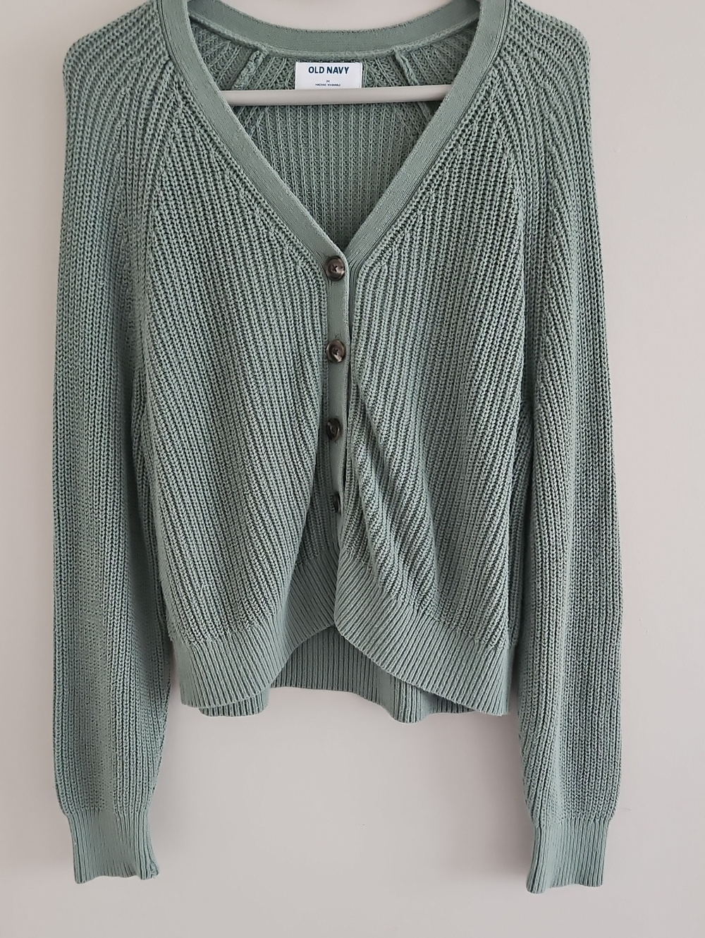 Old Navy Light Sage Green Ribbed Button-Front Cardigan